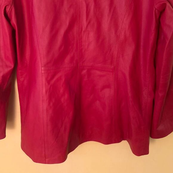 Women's Red Leather Jacket Retro Style by In Suede Size M - Picture 5 of 7